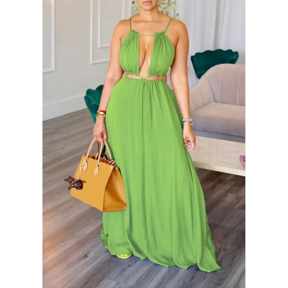 Women's Boho Maxi Dress Polyester Spandex X-Large Summer Beach Vacation - Picture 2 of 6